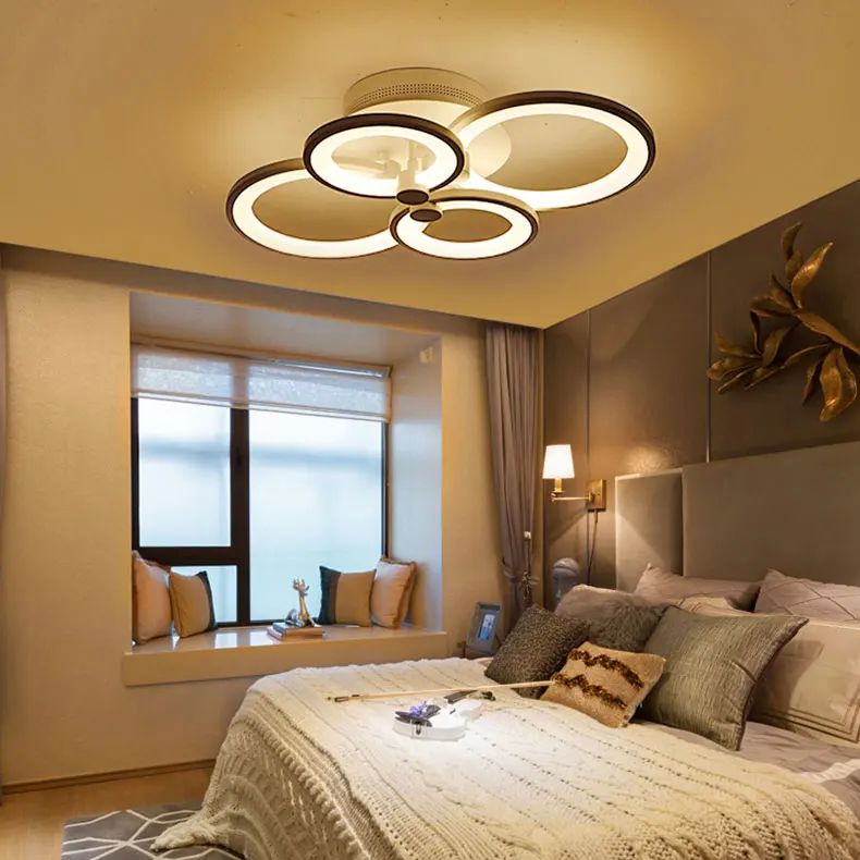 Современный светодиодный светильник для гостиной, спальни, ресторана, 8 колец, 6 колец, 4 колец, светодиодный потолочный светильник, блестящая люстра, AC90-260V