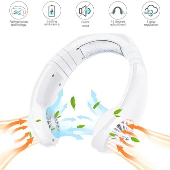 

Portable USB Cold Fan Hands Free Air Conditioner Neck Fan Hanging Rechargeable Mini Sports Fan Adjustable Dual Fan For Home 2020
