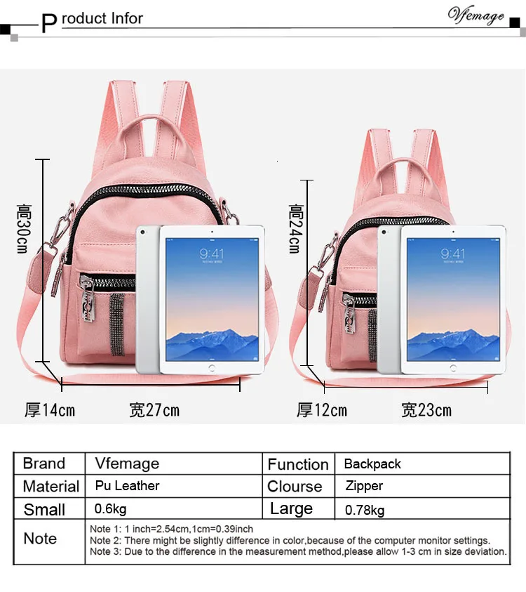 Vfemage кожаный рюкзак женская сумка через плечо женские маленькие рюкзаки модные школьные сумки для девочек многофункциональные рюкзаки Sac