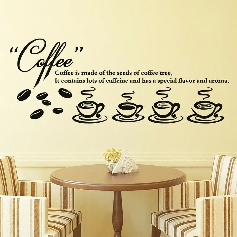Coffee Shop Wall Stickers quotes Dining Room Kitchen Coffee Tea ...