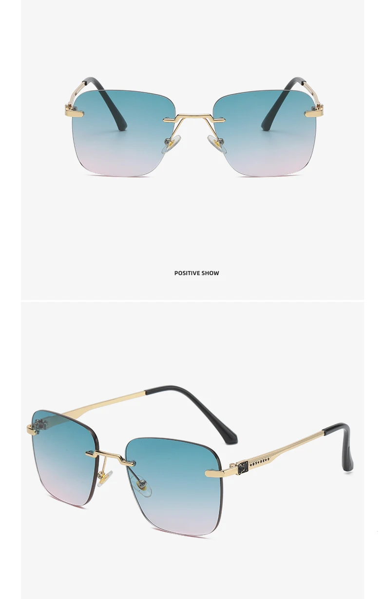 Rimless Square Sunglasses Gradient Lens