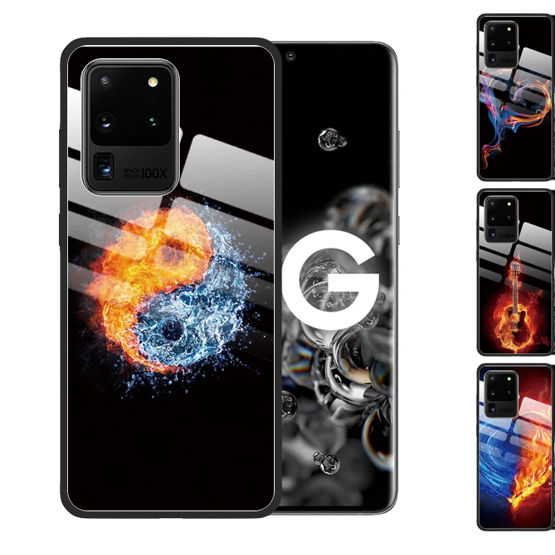 Чехол с закаленным стеклом для Samsung Galaxy S20 Ultra S10 Plus чехол из закаленного стекла