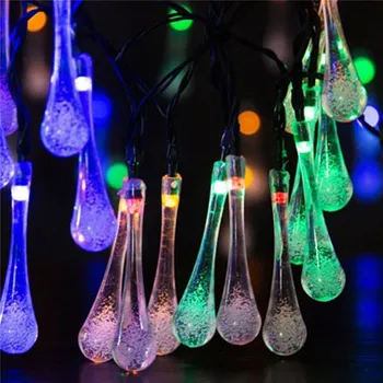 

Beautiful Solar power light 6.5M 30LEDS Rain drop string outdoor solar lamp IP66 waterproof Solar Fairy String garden led Solar