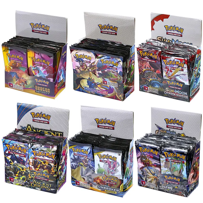 324 шт./коркор. карты Pokemon GX EX MEGA Sword Shield TEAM UP Booster Card VMAX English Trading Collection Kids Game Pokemons