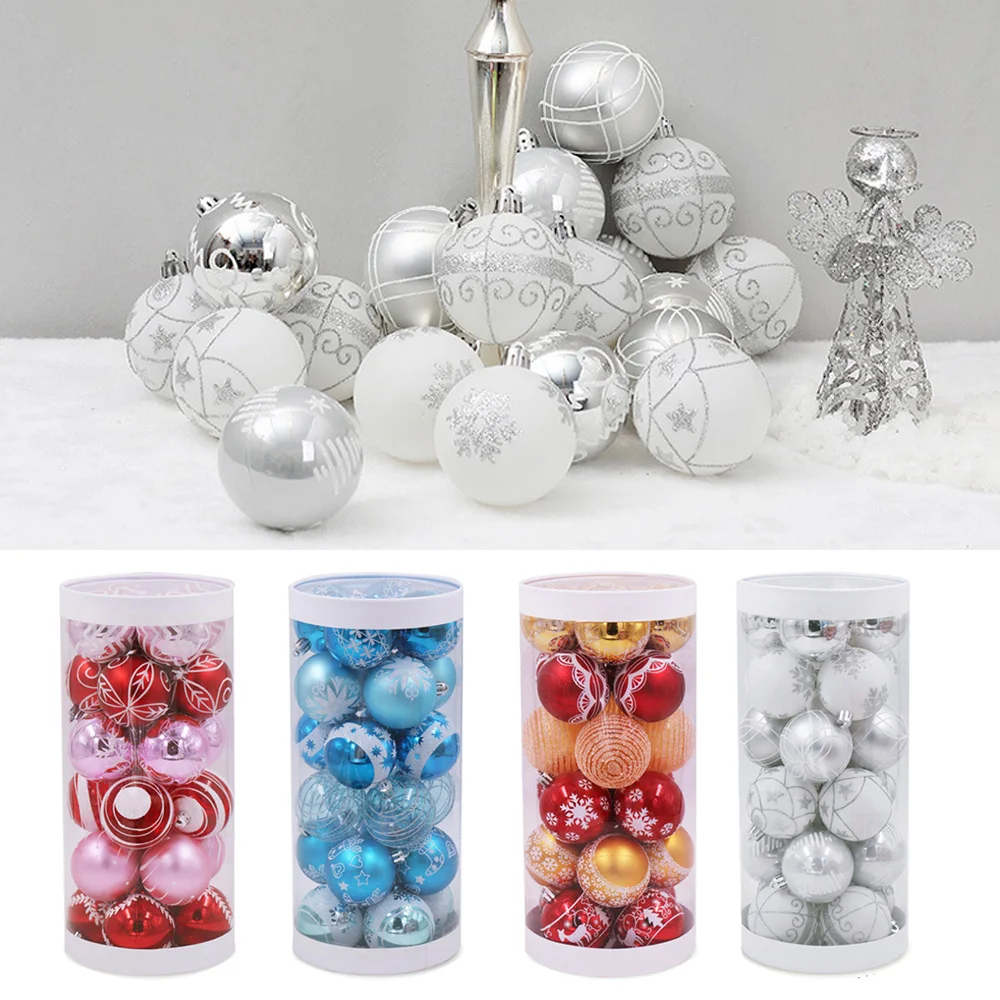 24x Pendant Christmas Balls Ornaments For Home Xmas Tree Gift Party Decoration