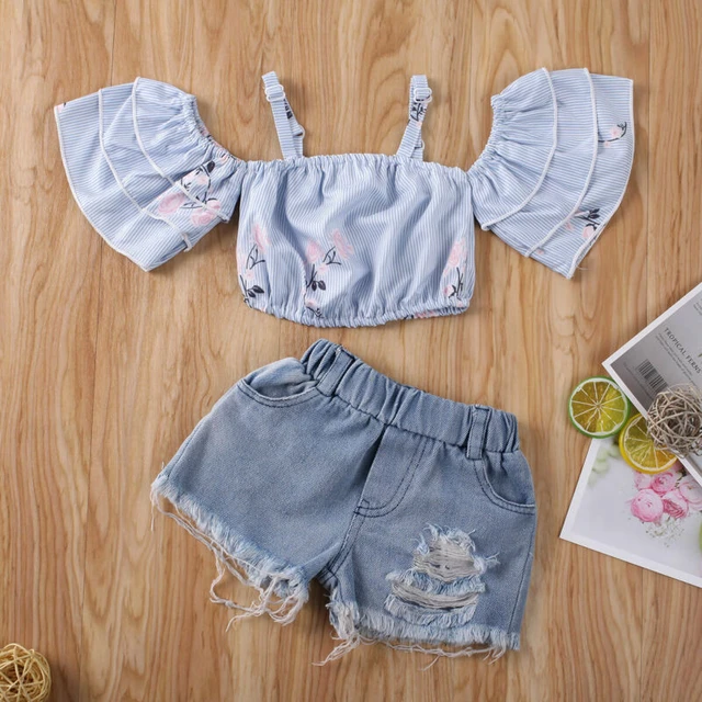 Baby Crop Top Outfits, Set Shorts Baby Girl, Baby Girl Outfit Set