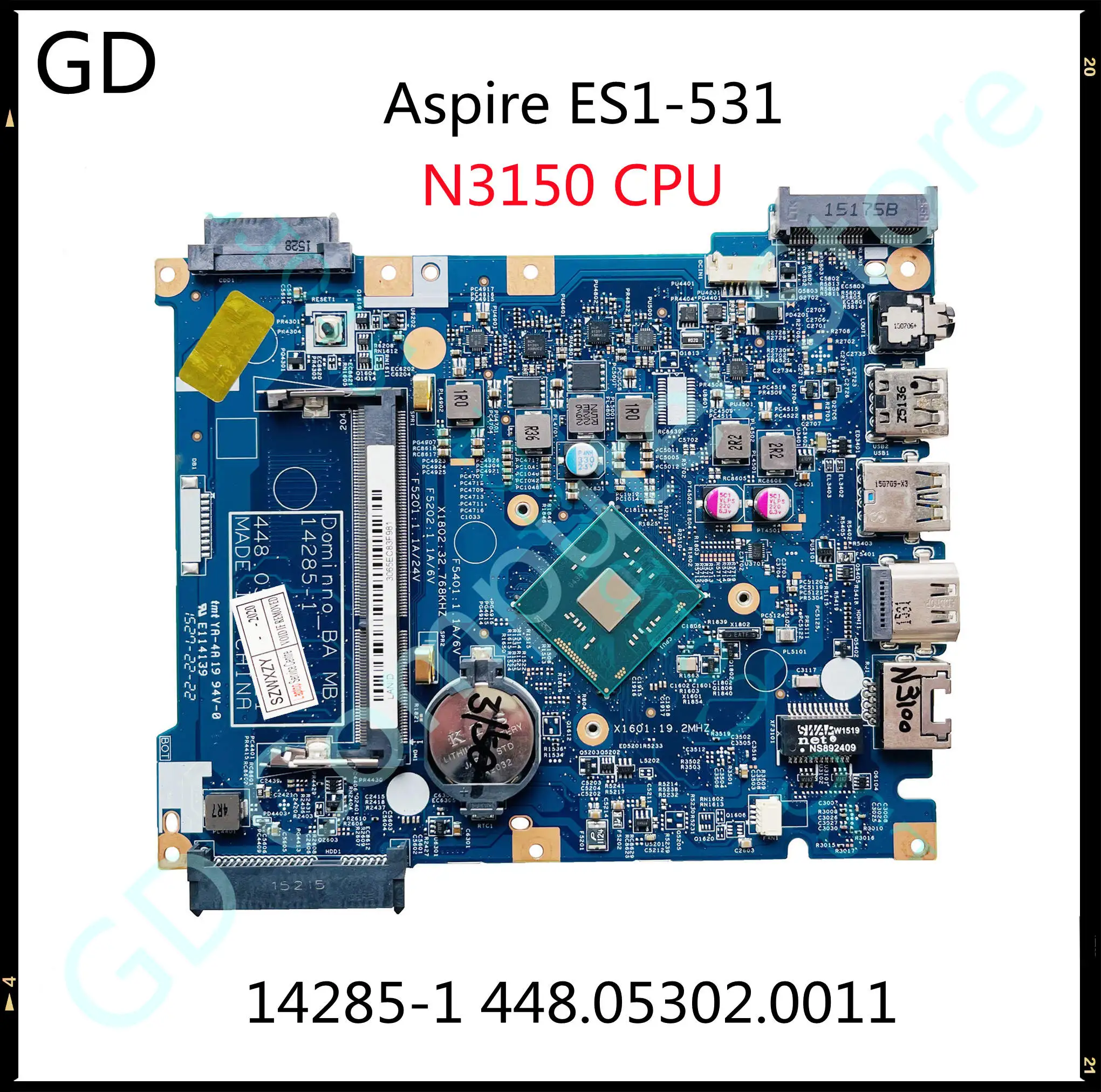 Gd Original For Acer Aspire Es1-531 Laptop Motherboard 14285-1  448.05302.0011 N3150 Cpu Ddr3 Full Tested Fast Shipping - Laptop Motherboard  - AliExpress