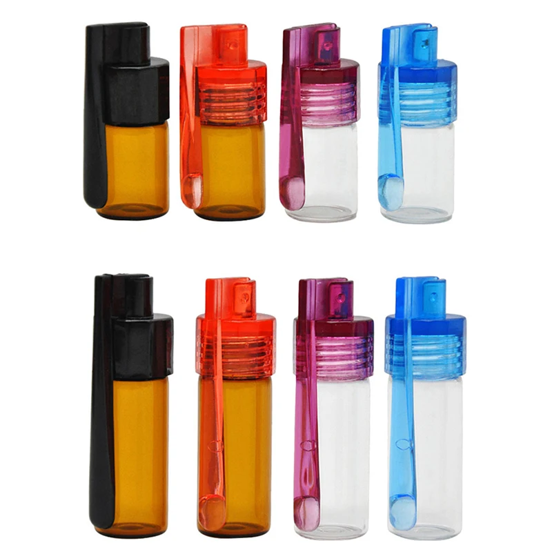 1PCS 36mm/51mm Glass Bottle Snuff Snorter Botella Bullet Acrylic Pill Case Random Color New