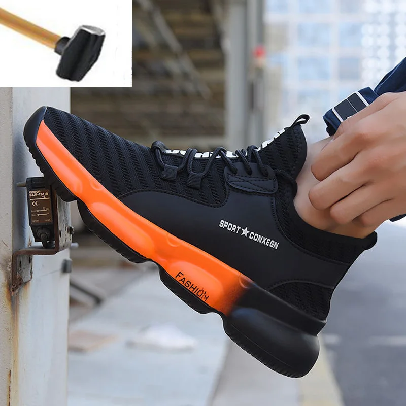 

Indestructible Shoes Men Safety Work Shoes With Steel Toe Cap Anti-Smashing Work Safety Boots Breathable Sneakers Men Shoes Male