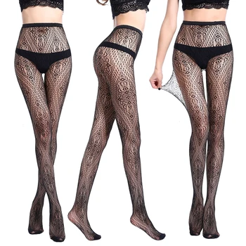 

5pcs/set Women Pantyhose Tights Daily Nylon Fishnet Stockings Sexy Jacquard Fashion Comfortable Cross Mesh High Waist One Size