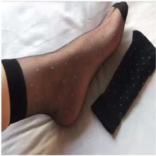 Дешевые 10 пар, новые тонкие короткие носки, прозрачные женские носки в горошек, дышащие, с кристаллами, чулочно-носочные изделия