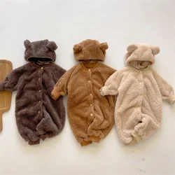 Body pour bébé, ours mignon, épais et chaud, en velours, combinaisons pour filles et garçons, vêtements doux pour enfants, hiver 