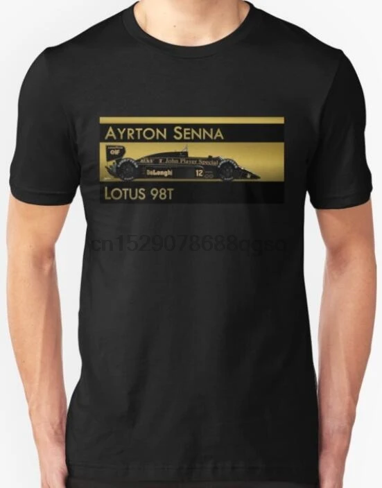 Футболка из хлопка с коротким рукавом Ayrton Senna Lotus 98T AYRTON SENNA Logo MenT, размеры от S до 3XL