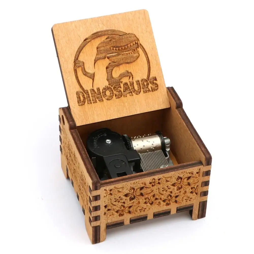 Home Decoration Antique Carved Music Box Wooden Automatic Jurassic Park Music Box New Year Gift Birthday Gift Christmas Gift 5