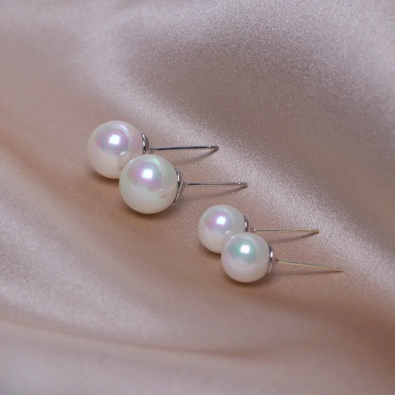 8 мм 10 мм Элегантные классические серьги-гвоздики с белым жемчугом для женщин, высокое качество, свадебные жемчужные серьги, жемчужные ювелирные изделия, подарки