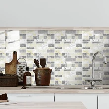 10Pcs Retro Crystal Tile Sticker Self-Adhesive For Kitchen,Bathroom Wallpapers Lotus Peacock Feather Fish Scale Tile Sticker