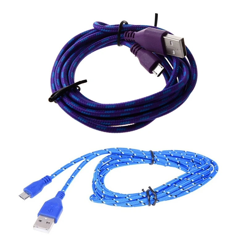 2 шт м Плетеный тканевый мини USB кабель для передачи данных и синхронизации