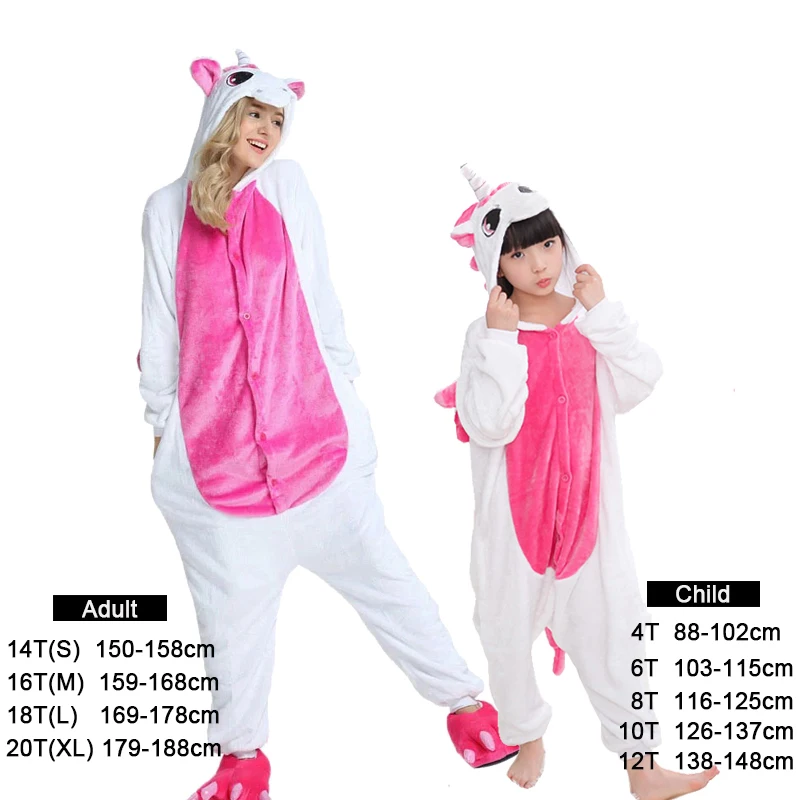 Пижамы кигуруми с единорогом, детская одежда для сна для мальчиков и девочек, детские комбинезоны с животными, новая зимняя фланелевая теплая Домашняя одежда, От 4 до 12 лет - Цвет: Rose Unicorn