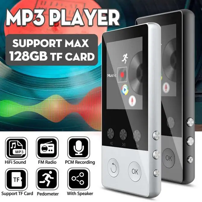 

8GB Bluetooth HiFi MP3 MP4 Player 1.8inch Screen Portable Speaker Radio FM Recording E-book Walkman A5 Girl friend Gift