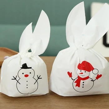 

Snowman Rabbit Ears Snack Bag Bread Candy Cookie Bag Holiday Party Snack Bag Food Decoration Packaging Bag