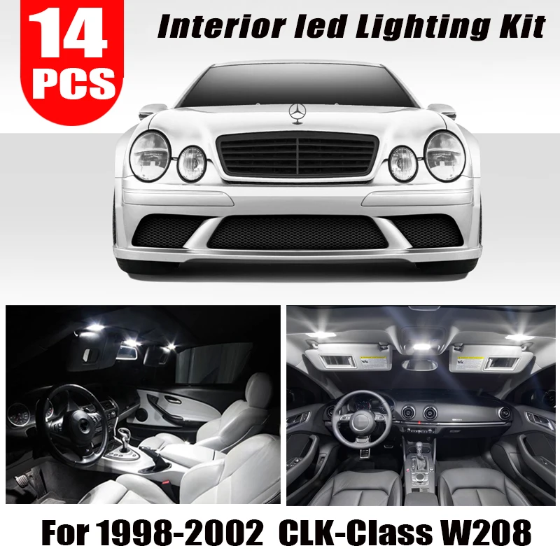 14 шт. комплект светодиодных ламп для салона 1998 2002 Mercedes Benz CLK W208 CLK320 CLK430 Coupe