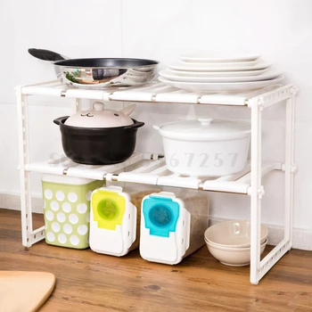 

[Xinjiang stainless steel sink bottom shelf] kitchen shelf multi-layer retractable shelf