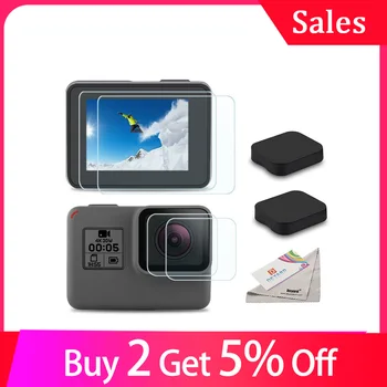 

Tempered Glass Lens LCD Screen Protective For Go Pro Gopro Hero 5 6 7 Hero5 Hero6 Hero7 Camera Lens Cap Cover Protector Film Set