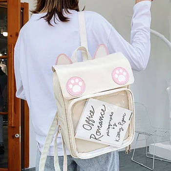 

Cute Women Transparent ITA Backpack College Student School Bag for Teenage Girls Bookbag female Travel Clear Itabag mochila 2020