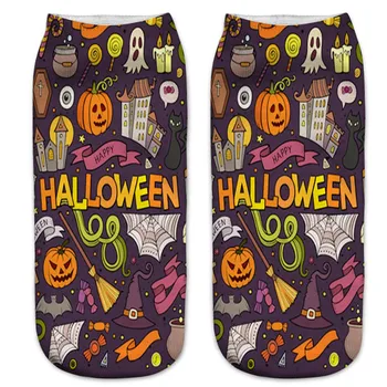 

Women Men Fashion Halloween 3D Print Socks Six Colors Short Cotton Socks slippers invisible sock ankle socks 10.17
