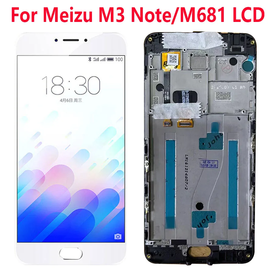 

New 5.5" LCD For Meizu M3 Note M681 M681C M681M M681Q M681H Display LCD Digitizer Touch Screen, For Meizu M3 Note LCD With Frame