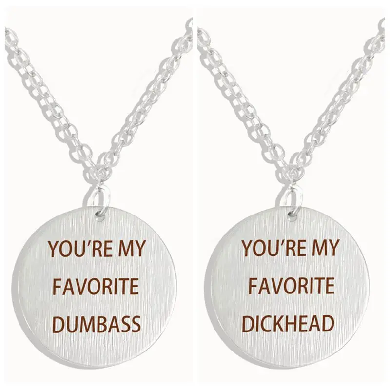 Valentines Day Gifts &quotYou're My Favorite Dumbas&quot Dickea&quot Letters Engraved Necklace Pendant Chain | Украшения и