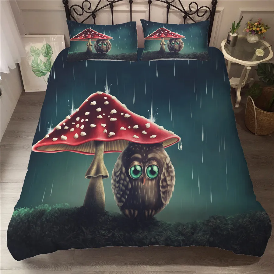 

A Bedding Set 3D Printed Duvet Cover Bed Set Owl Home Textiles for Adults Bedclothes with Pillowcase #MTY06