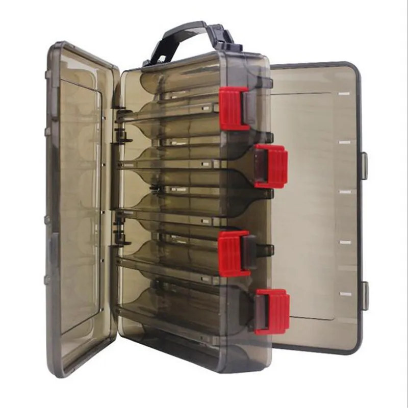 

Gun color double-sided road sub-box wood shrimp box (20*17*5CM) thickening 10 grid translucent bait storage box