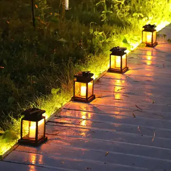 

Solar Powered LED Candle Star Light Table Lantern Hanging Lawn Lamp for Garden Outdoor