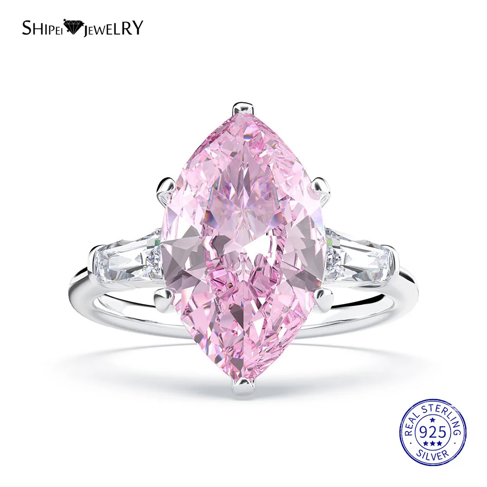 Shipei кольцо из натурального сапфира для женщин Настоящее серебро пробы драгоценный камень цитрин обручальное кольцо с косичкой ювелирные украшения - Цвет камня: Pink Sapphire