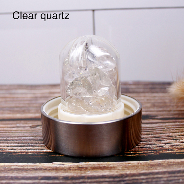 1pc 380ml Natural Quartz Crystal Glass Water Bottle Gravel Irregular Stone Cup Healing Infused Elixir Cup for healthy