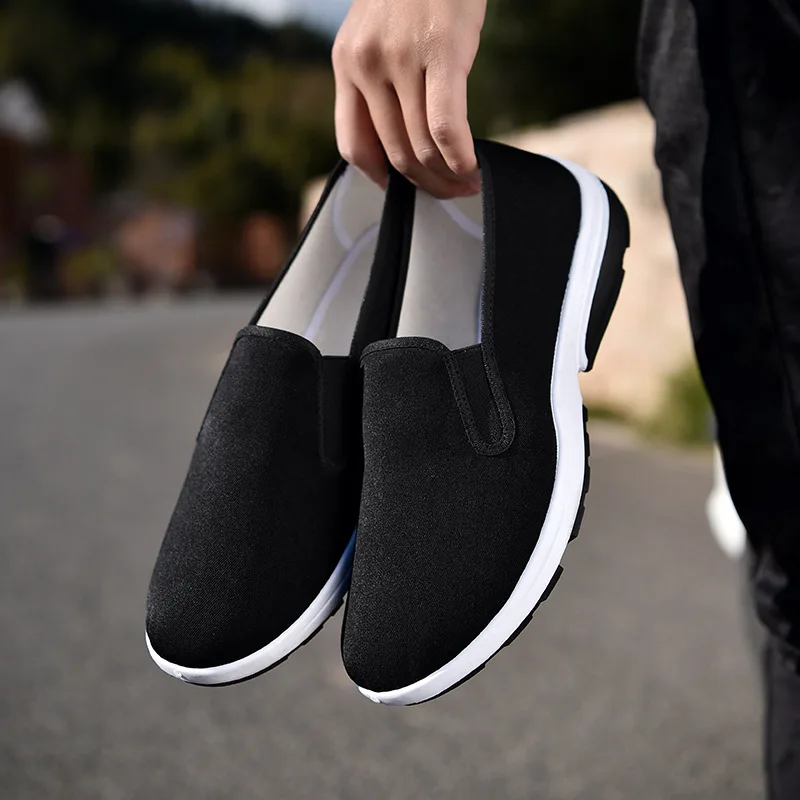 

2018 Spring MEN'S SHOES Old Beijing Cloth Shoes New Style Black And White with Pattern Wear-Resistant Low-Cut Army Single-on Sho