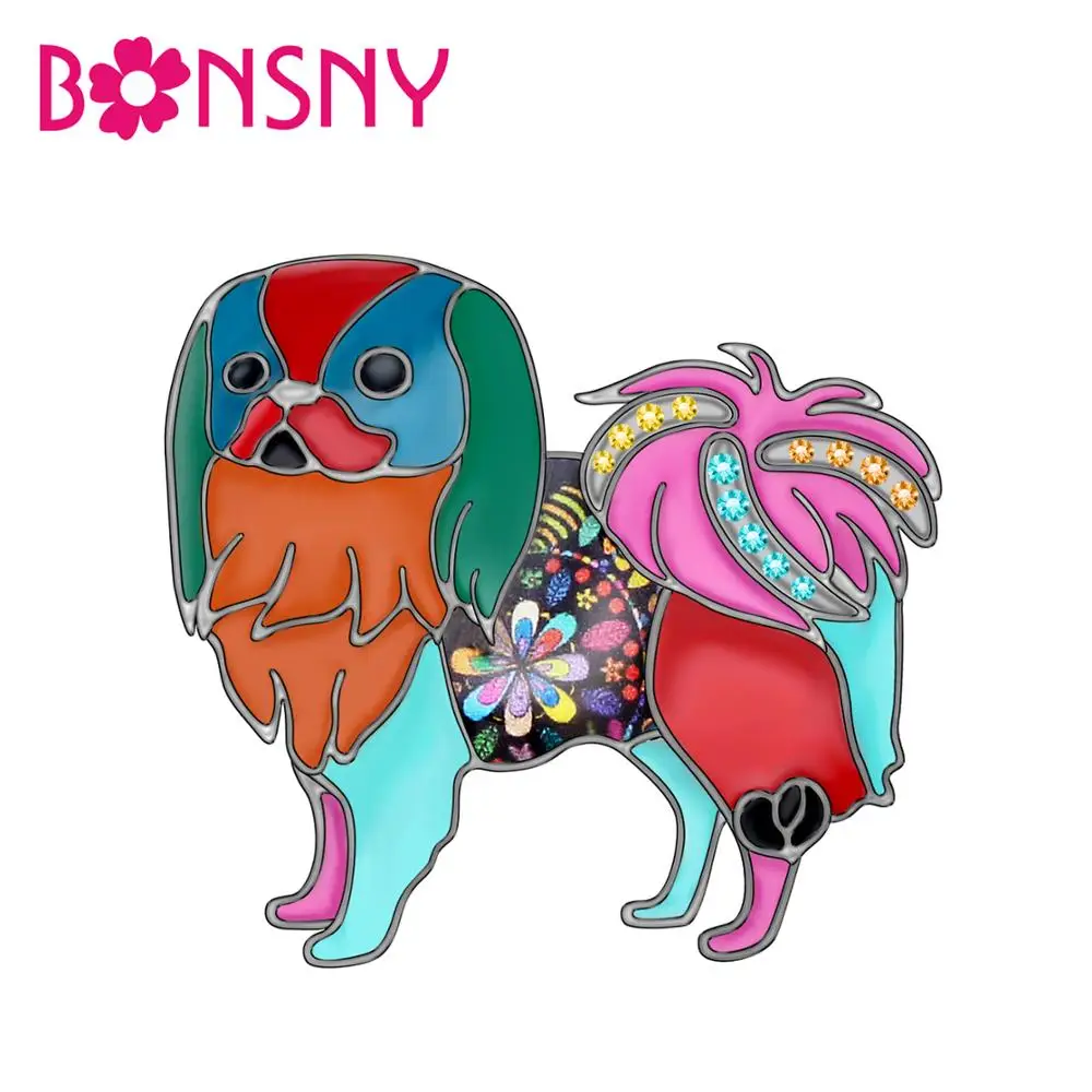 Bonsny Эмаль сплав японский подбородок собака Броши Одежда украшение для шарфа булавка животное ювелирные изделия для женщин девочек подростков подарок оптом