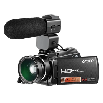 

ORDRO HDV-V7PLUS Digital Video Camera HD Wide Angle DV Outdoor Travel Home Video Small Wide Angle Microphone Set