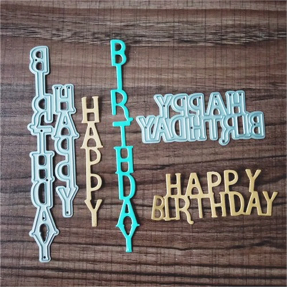 New 2Pcs/Set Happy Birthday Metal Cutting Dies Stencils for DIY Scrapbooking/photo album Decorative Embossing DIY Paper Card