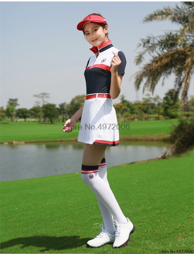 Pgm Golf/комплект женской одежды для похудения; дышащая спортивная одежда; комплект с юбками; женская рубашка с коротким рукавом+ плиссированная юбка; AA60482