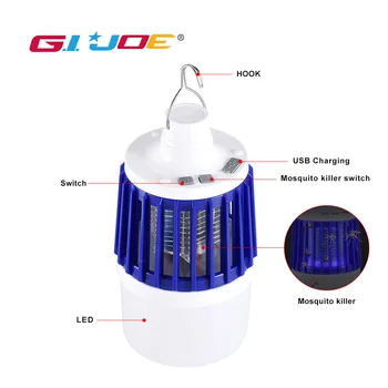 

Led lantern Portable light USB rechargeable 4 modes mosquito killer camping light with hook Built-in battery hiking climbing