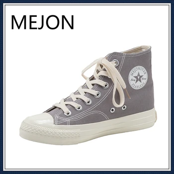 

MEJON Rainbow Bottom Casual Shoes Woman High Top Sneakers Cavans 2020 Summer Female Casual Shoes White Canvas Sneakers Oman