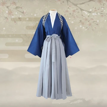 Аниме Touken Ranbu Online Kashuu Kiyomitsu кимоно платье Мужчины Женщины Coaplay парик костюм Топ Кендо брюки Повязка-шарф - Цвет: Синий
