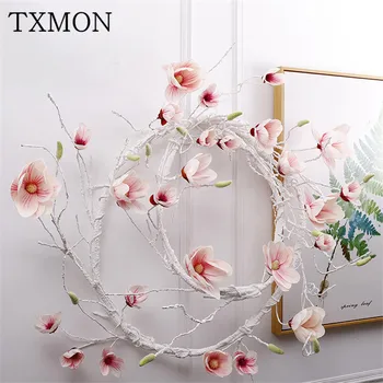 

New 3m simulation white rod magnolia vine fake flower living room hotel decoration wedding landscaping art decoration magnolia