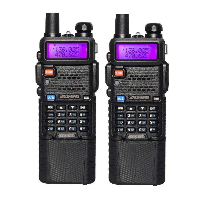 

2pcs Baofeng UV5R 5W walkie talkie vhf uhf ham radio handheld portable two way radio station Comunicador Transmitter Transceiver