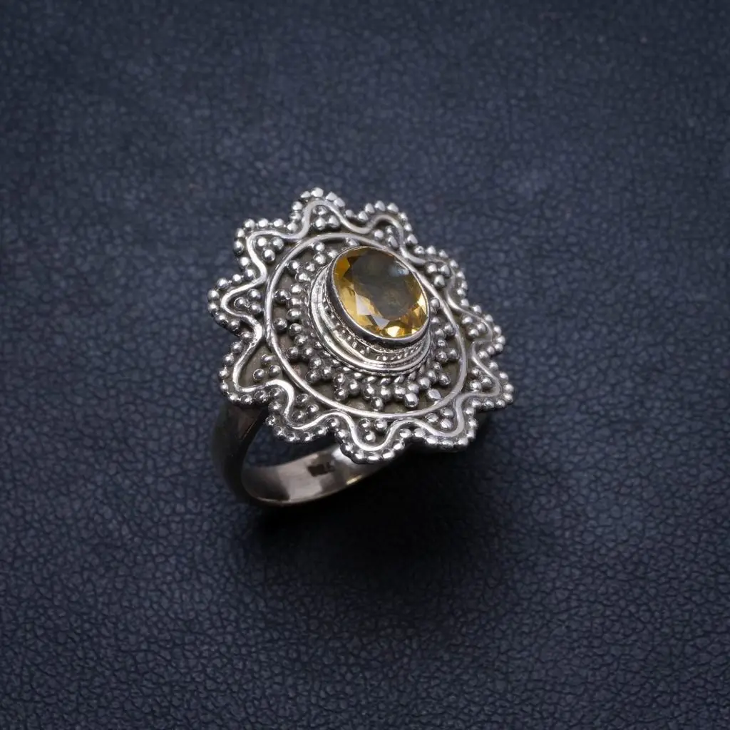 Натуральное цитрин ручной работы уникальное кольцо из стерлингового серебра 925