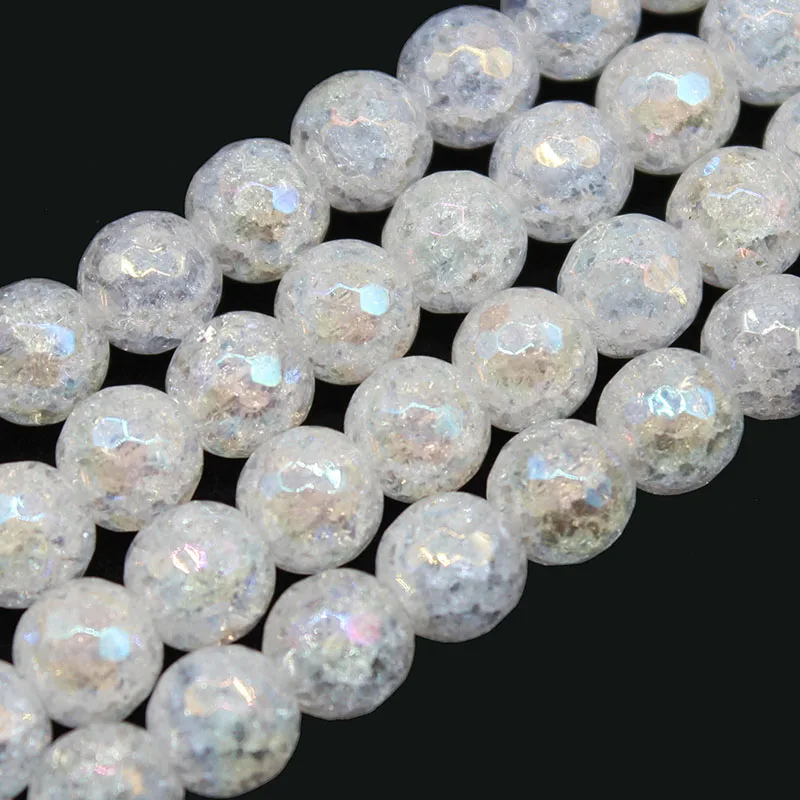 

Natural Stone Faceted AB Color Snow Cracked Crystal Round Loose Beads For Jewelry Making DIY Necklace Bracelet 4 6 8 10 12mm