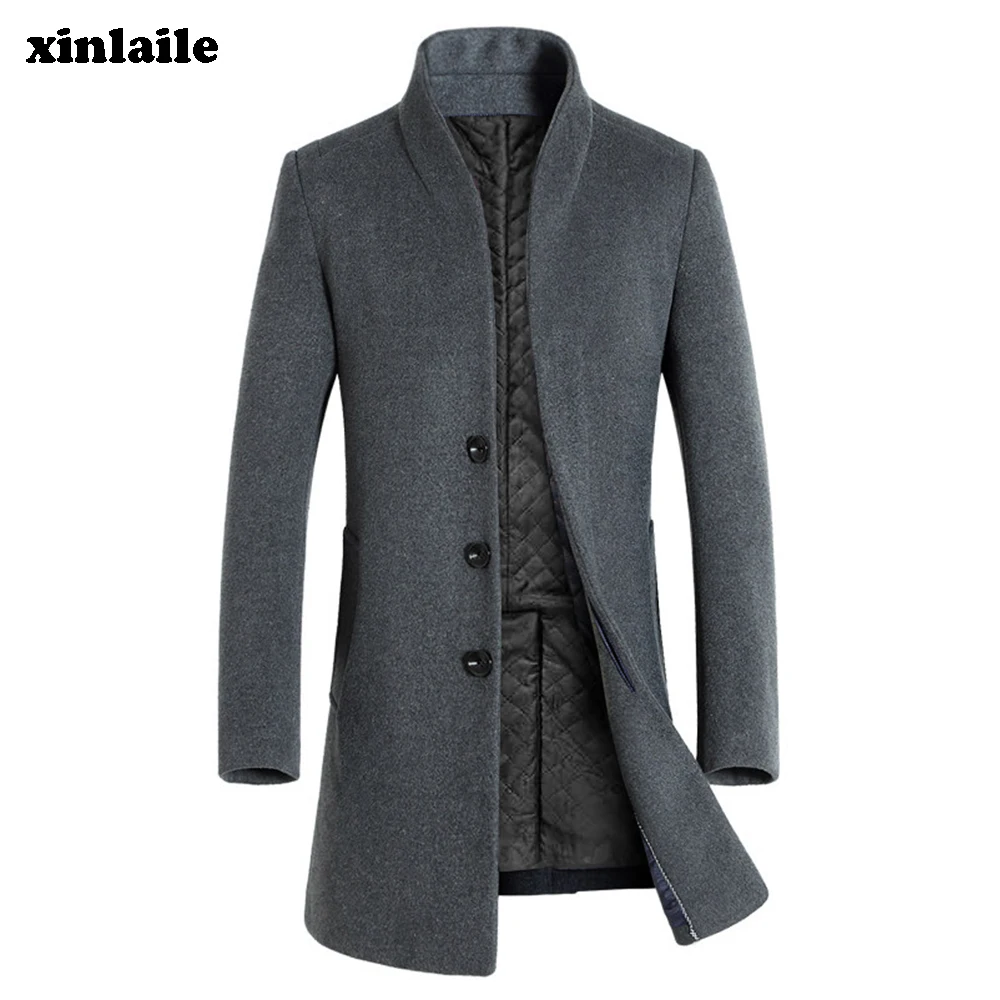 2020 autumn and winter new men's woolen coat Korean style slim mid-length trench coat fashion trend parka coat men's coat 2020 autumn and winter new men's woolen coat Korean style slim mid-length trench coat fashion trend parka coat men's coat
