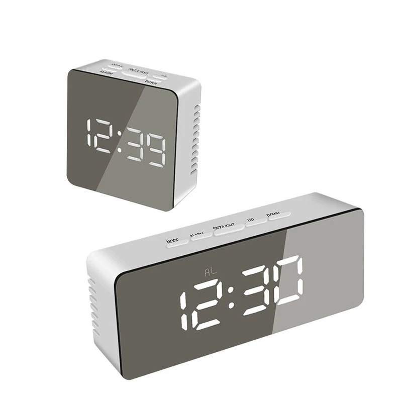 Многофункциональный светодиодный зеркальный будильник часы температурный дисплей функция повтора большие цифровые часы зарядка через USB украшение для дома часы